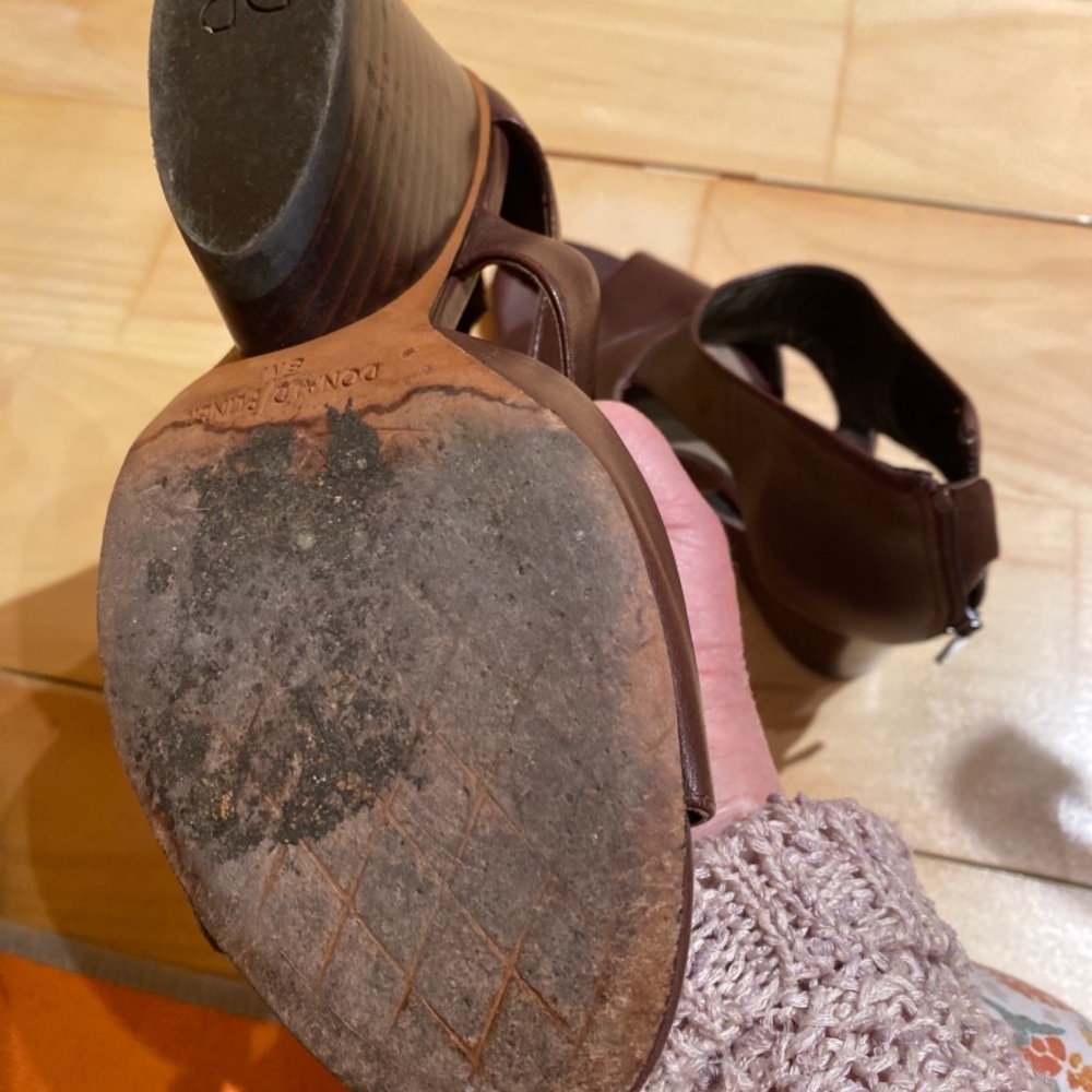 Brown leather wedges size 8 - Picture 7 of 12